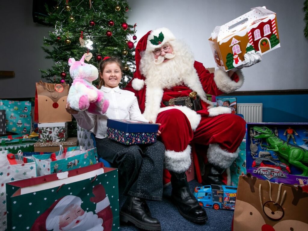 Magic Santa Visiting the salvation army to help give gifts to those in need